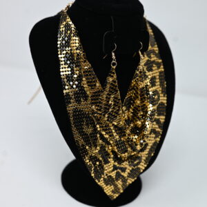 Golden Glam Sequin Mesh Necklace Set