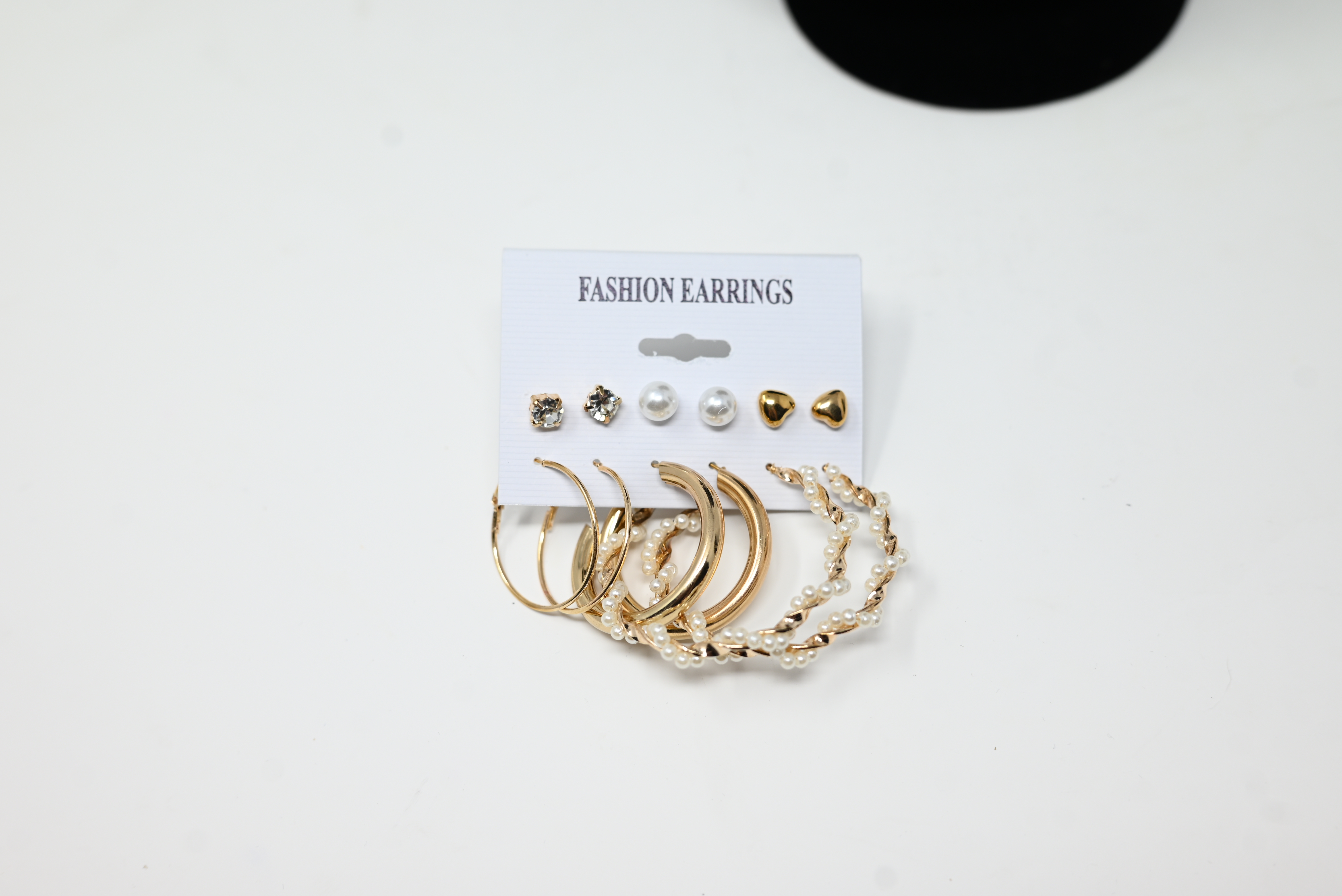 Golden Pearl Hoop Earring Set