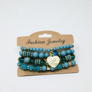 Ocean Heart Beaded Bracelet Set