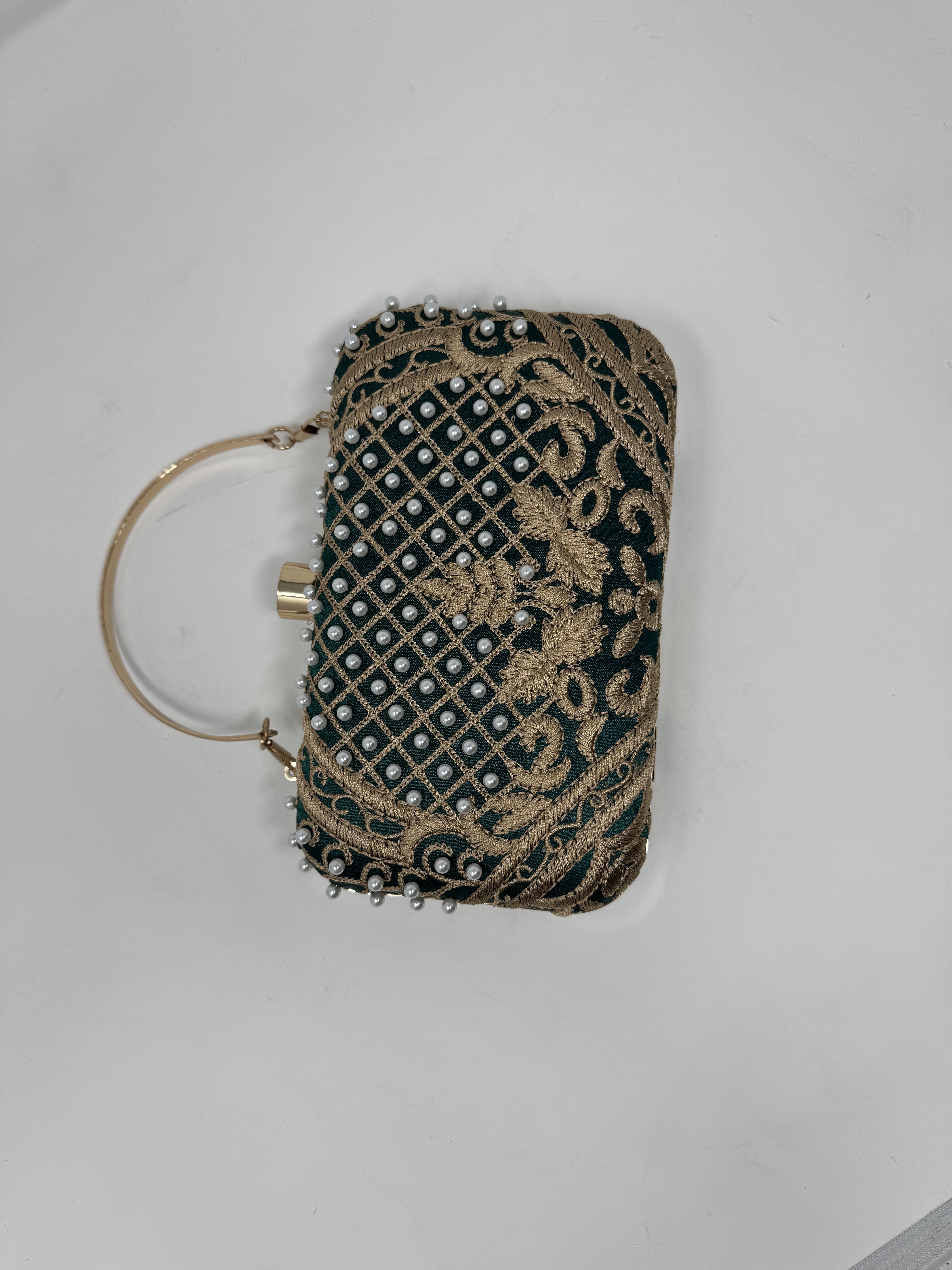 Emerald Royale Embroidered Clutch