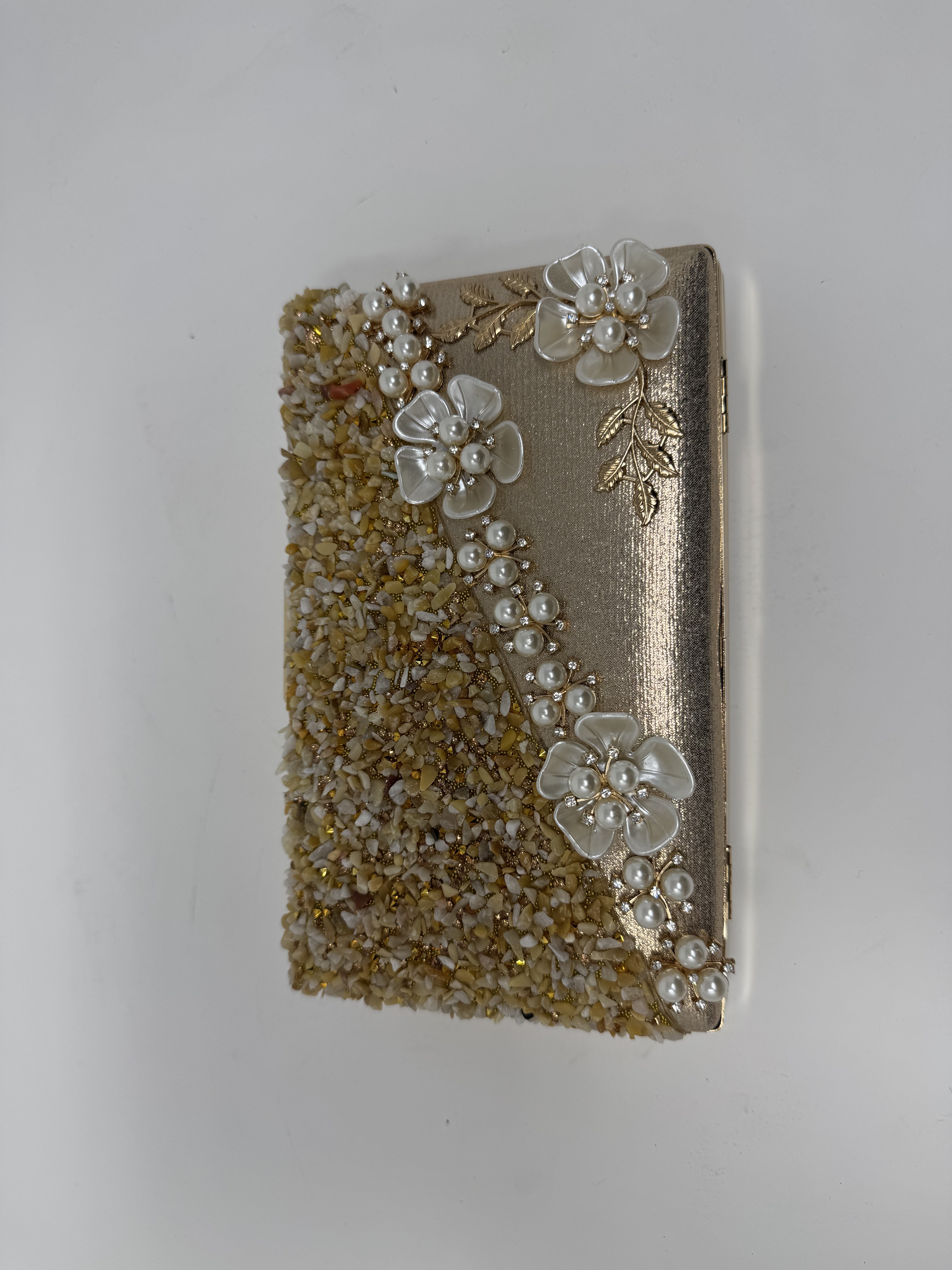 Golden Bloom Pearl Clutch
