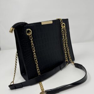 Midnight Luxe Croc Shoulder Bag