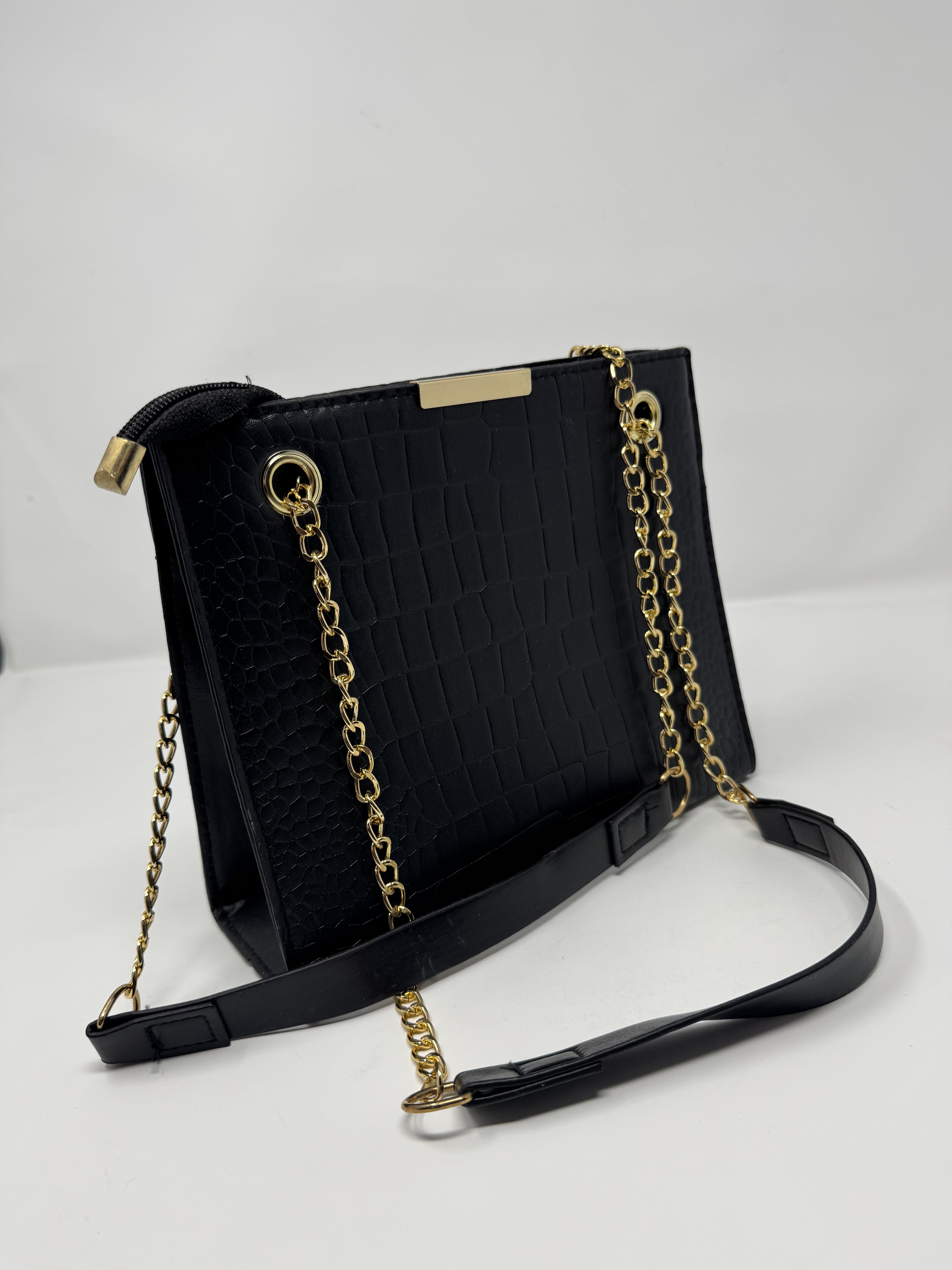 Midnight Luxe Croc Shoulder Bag