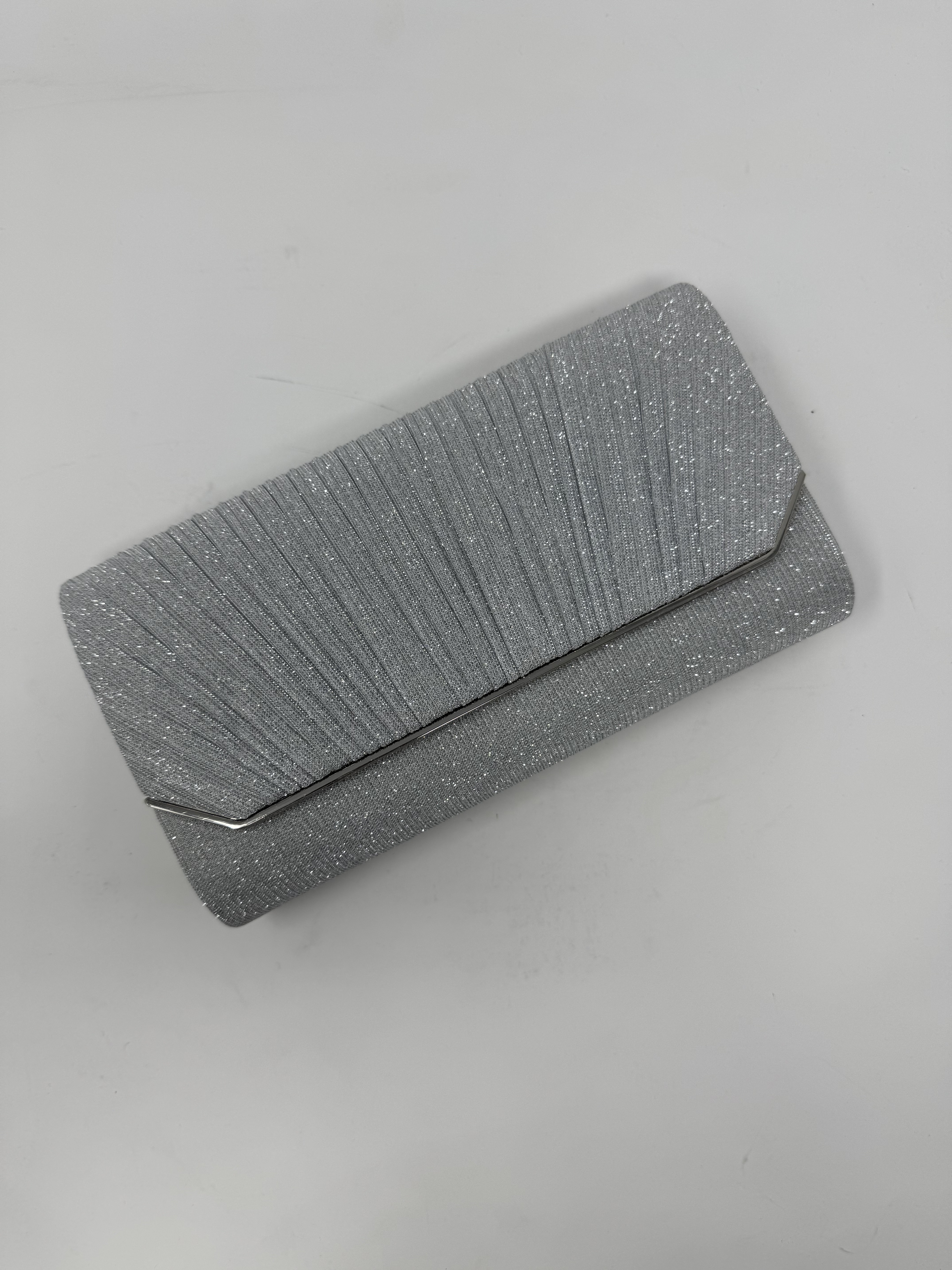 Silver Radiance Pleated Clutch